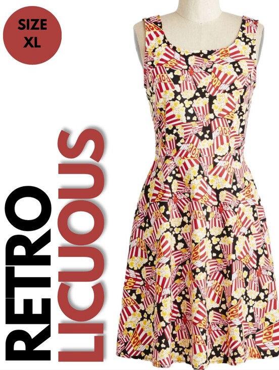 Retrolicious Dresses & Skirts - Retrolicous Popcorn Print Skater Dress Size XL